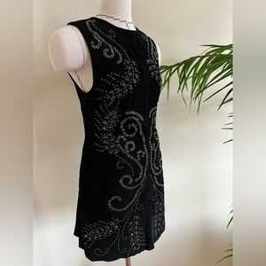 Suede Leather Mini Dress with Gunmetal Stud Detail XS